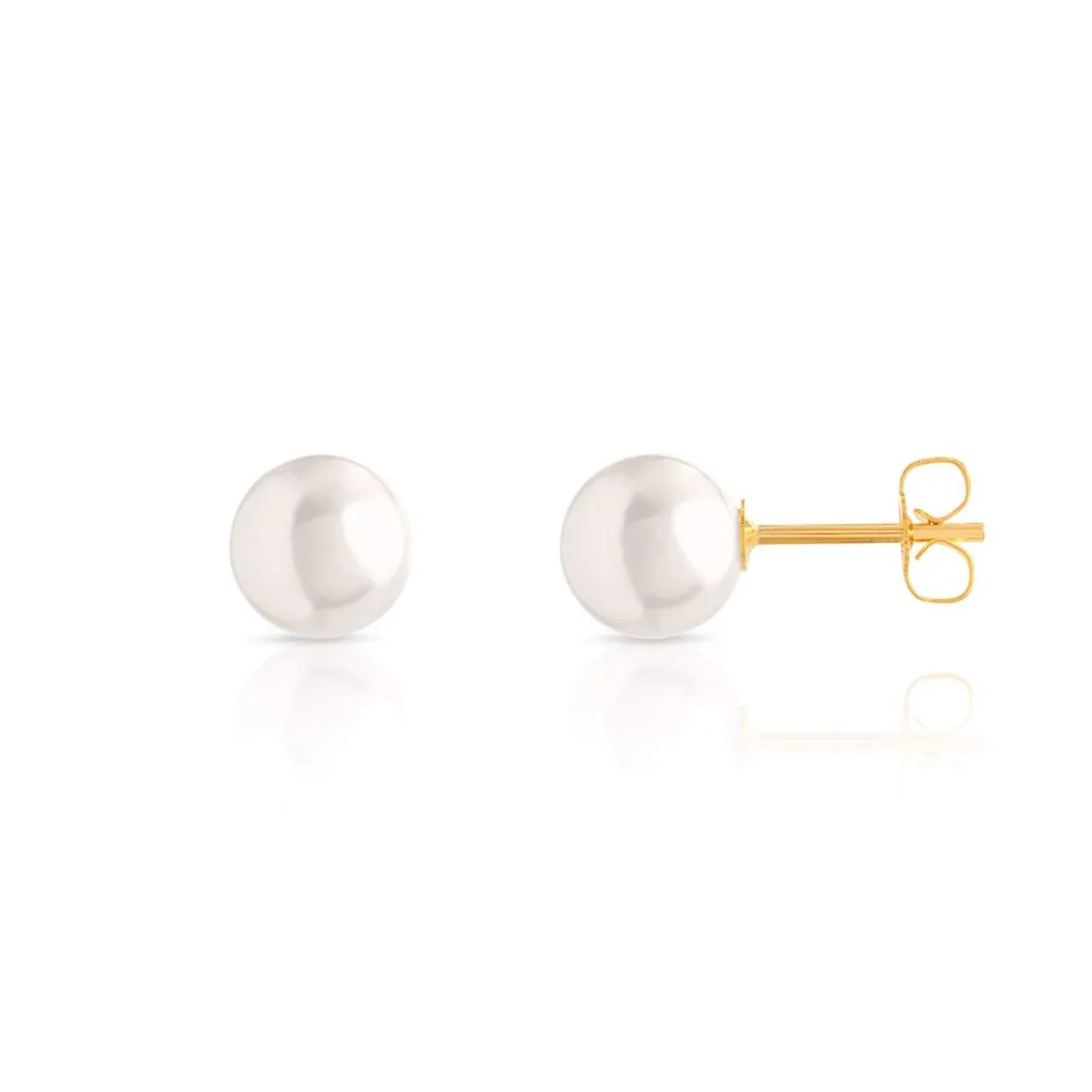 Boucles d'oreilles or 750 jaune perle de culture de Chine