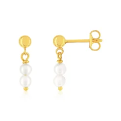 Boucles d'oreilles or 375 jaune perles de culture