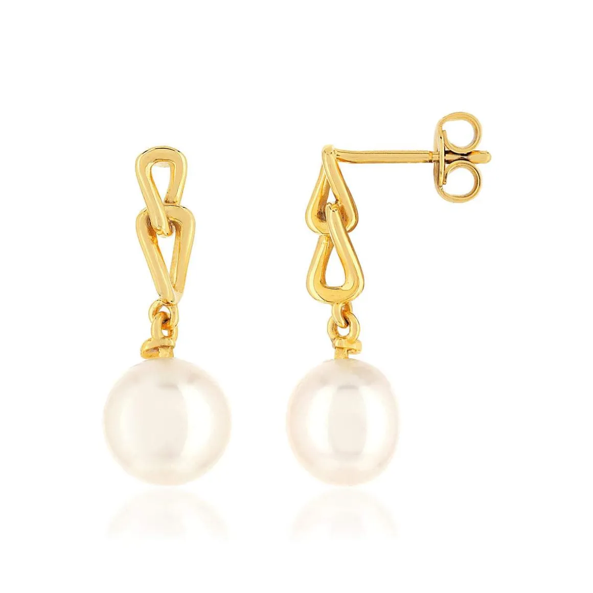 Boucles d'oreilles or jaune 375 perles de culture de chine