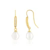 Boucles d'oreilles or jaune 375 perles de culture de chine zirconias