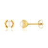 Boucles d'oreilles or jaune 375, perles de culture de Chine, motif feuille.