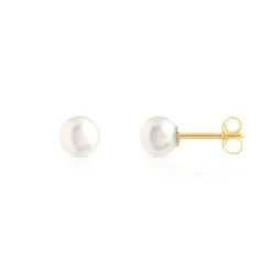 Boucles d'oreilles or 750 jaune perles de culture de Chine