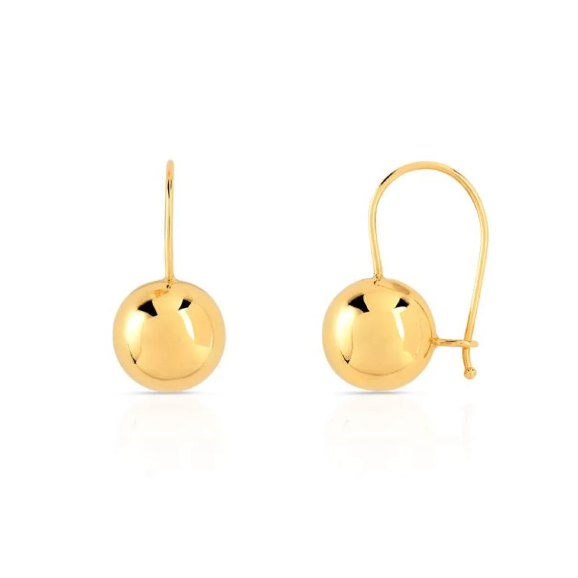 Boucles d'oreilles or 375 jaune pendants boules polies