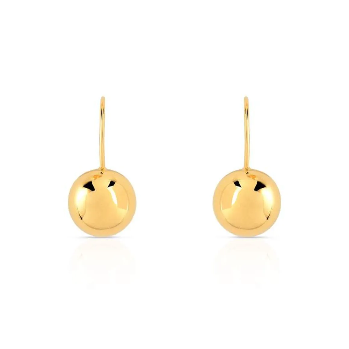 Boucles d'oreilles or 375 jaune pendants boules polies