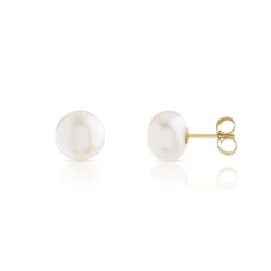 Boucles d'oreilles or 375 jaune perles de culture de Chine