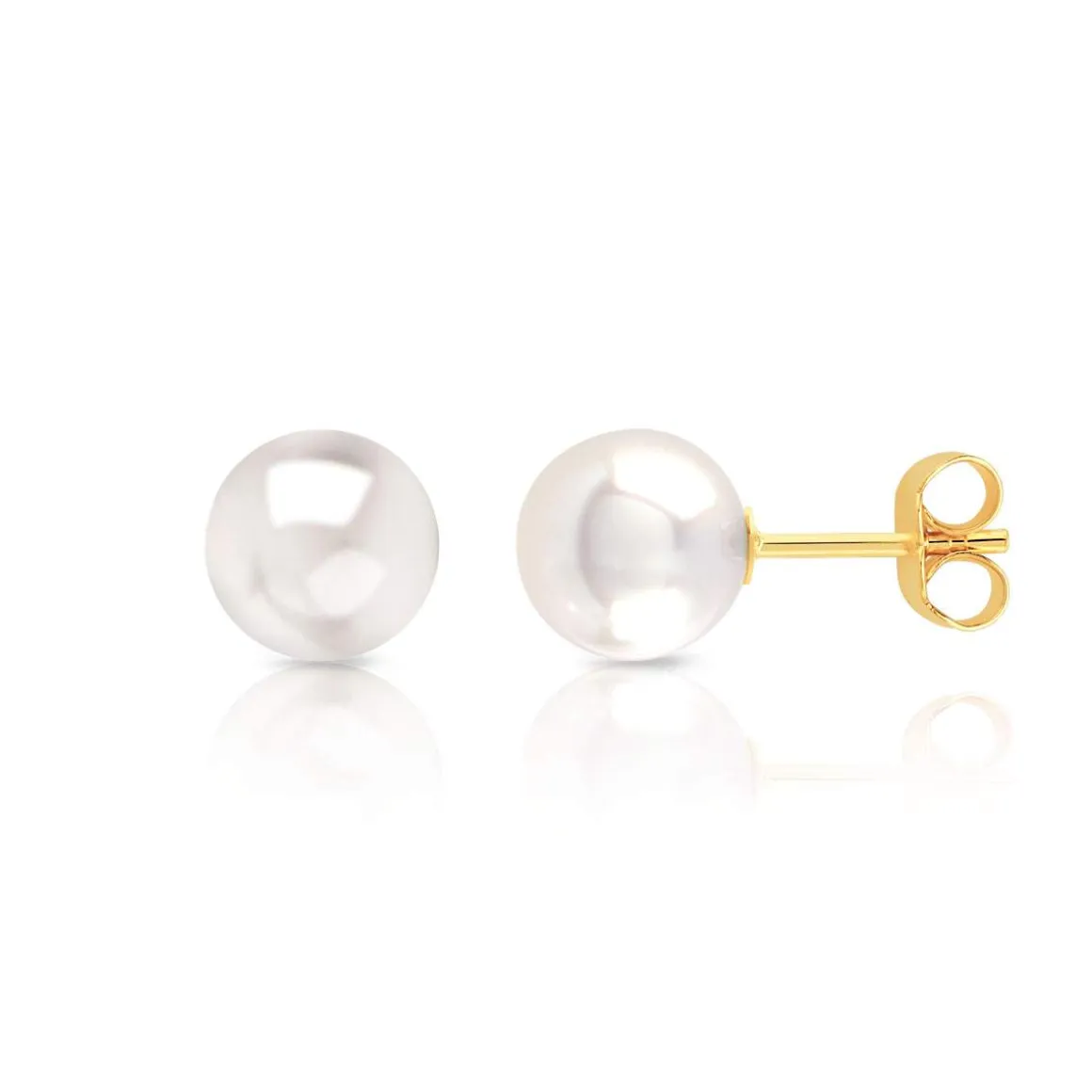 Boucles d'oreilles or 750 jaune perles de culture de Chine
