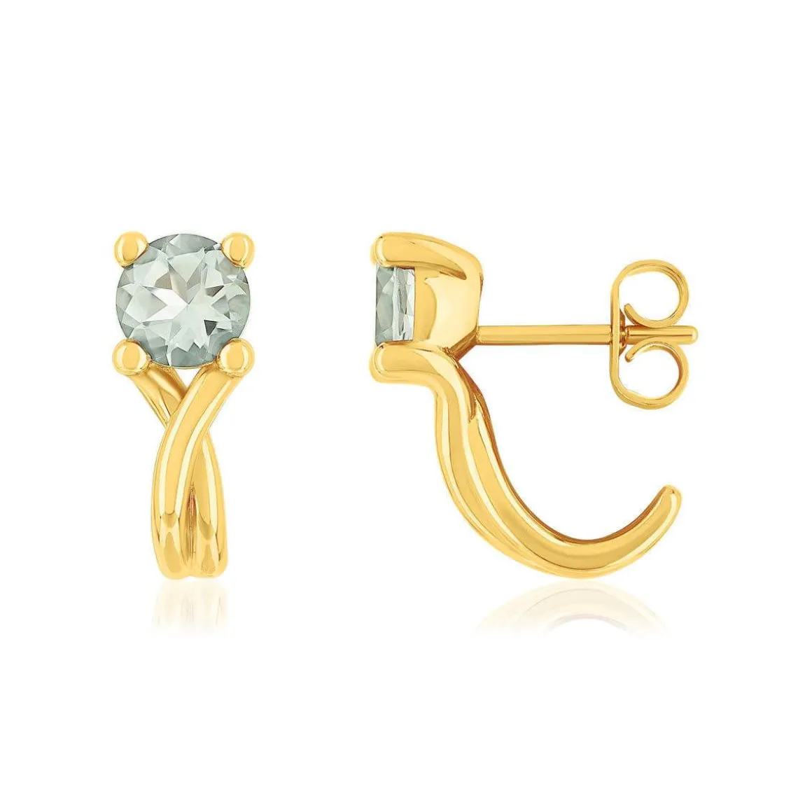 Boucles d'oreilles or 375 jaune quartz verts