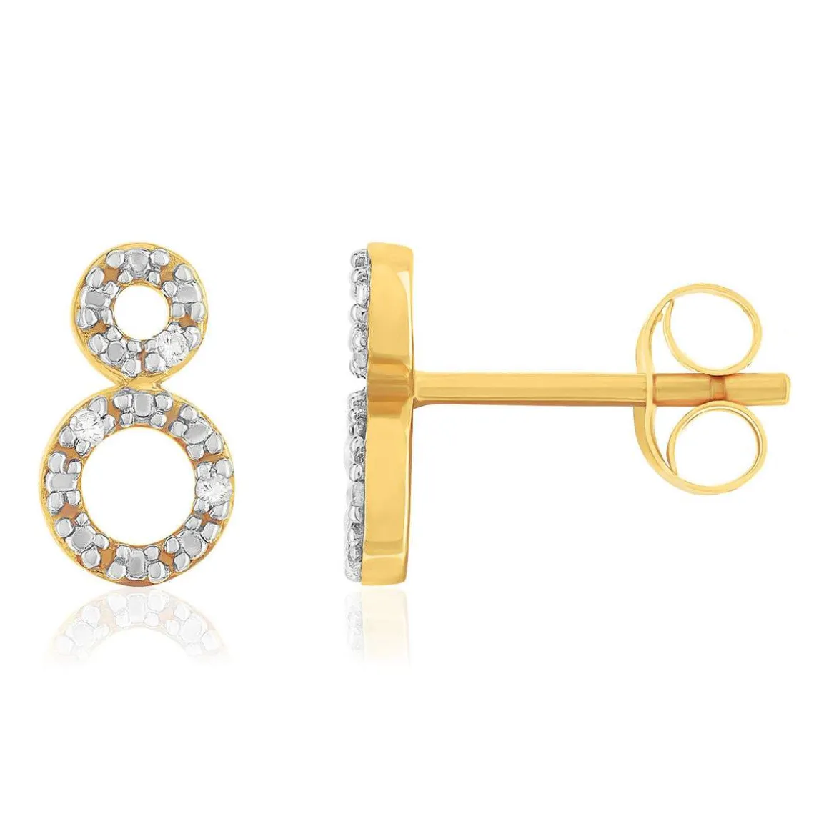 Boucles d'oreilles or 375 jaune ronds diamants
