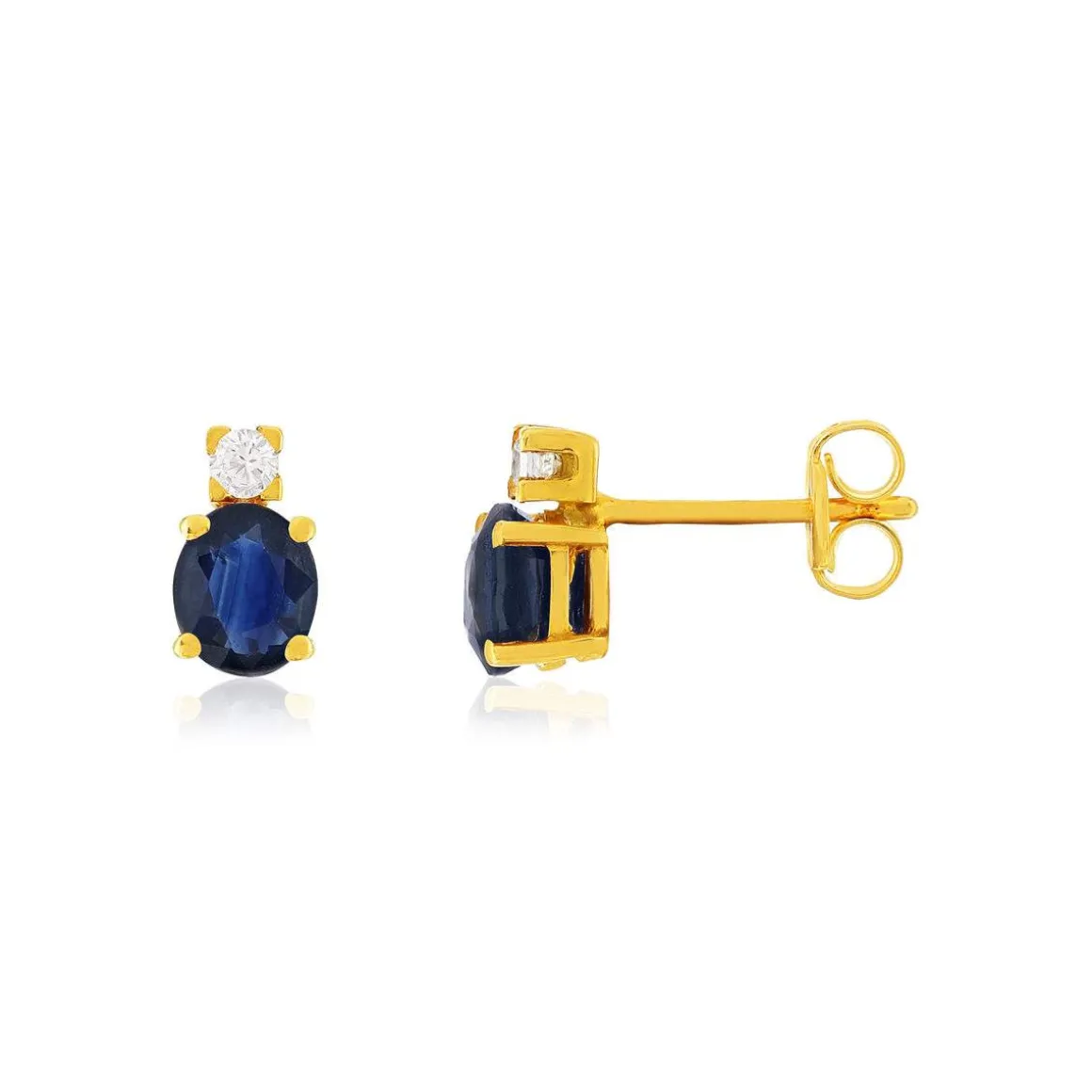 Boucles d'oreilles or 375 jaune saphirs zirconias