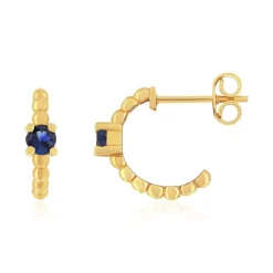 Boucles d'oreilles or 375 jaune 2 saphirs