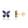 Boucles d'oreilles or jaune 375, saphirs, motif papillon.
