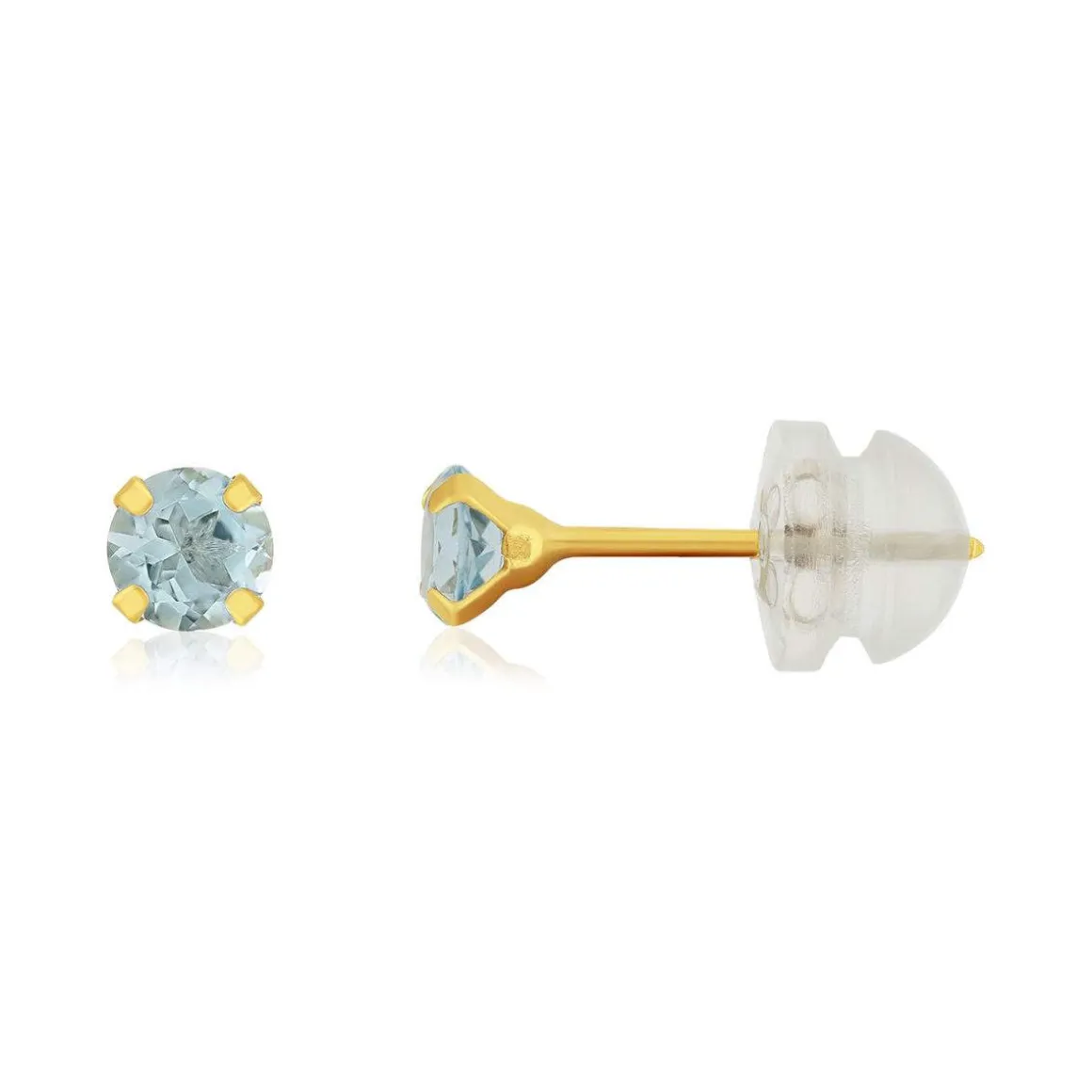 Boucles d'oreilles or 375 jaune topazes bleues traitées 0,44 carat
