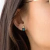 Boucles d'oreilles or 375 jaune topazes bleues traitées