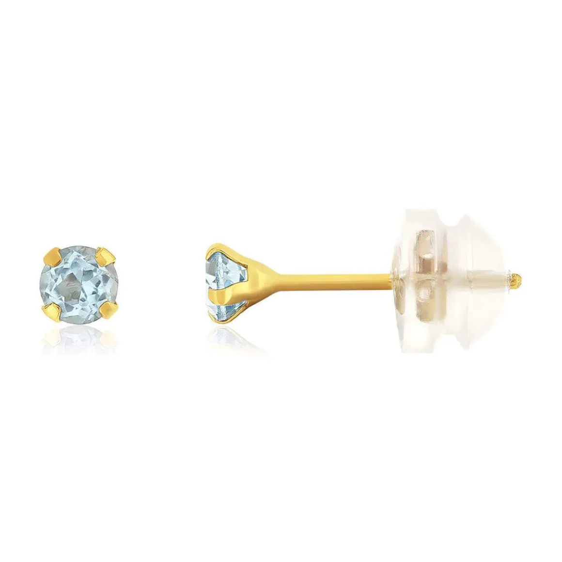 Boucles d'oreilles or 375 jaune topazes bleues traitées 0.24 carat