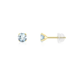 Boucles d'oreilles or 375 jaune topazes bleues traitées