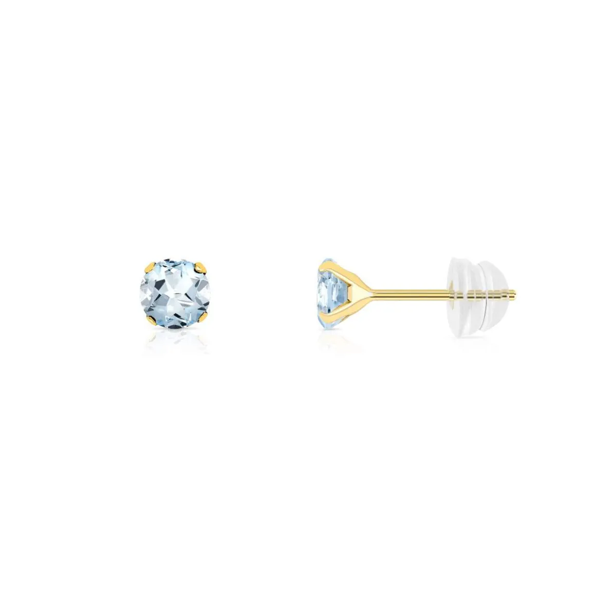 Boucles d'oreilles or 375 jaune topazes bleues traitées