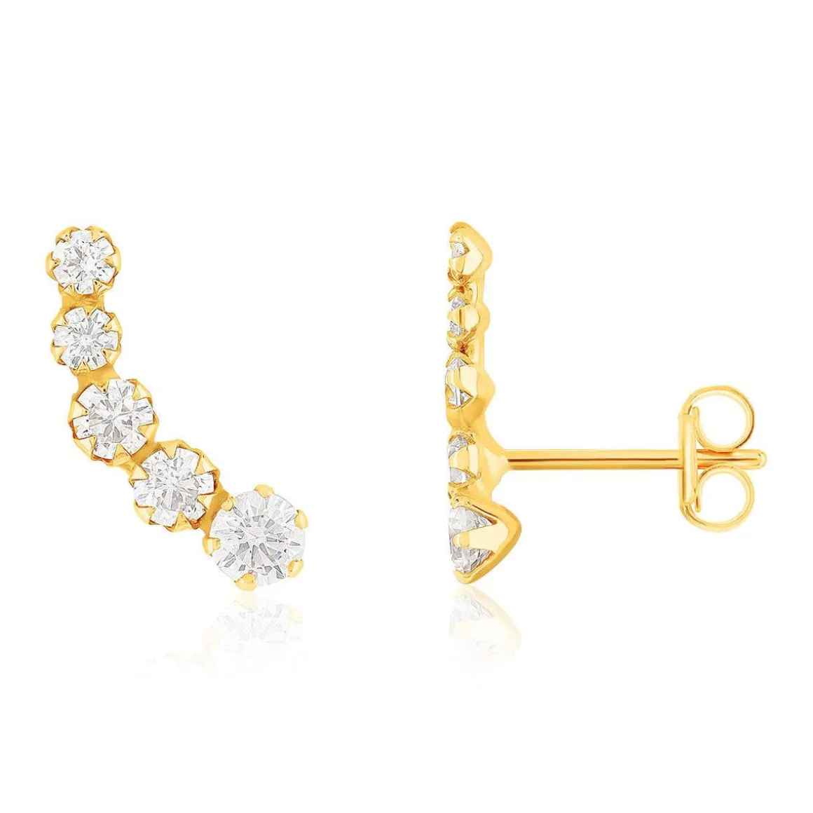 Boucles d'oreilles or 375 jaune zirconias