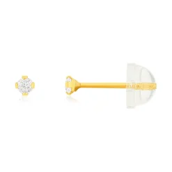 Boucles d'oreilles or 375 jaune zirconia blanc