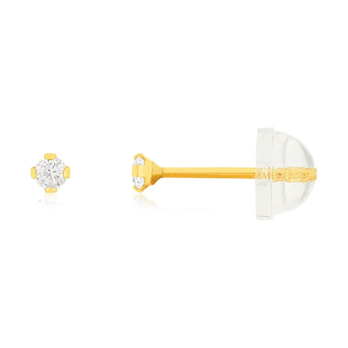 Boucles d'oreilles or 375 jaune zirconia blanc