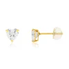 Boucles d'oreilles or 375 jaune zirconias blancs coeur
