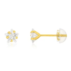 Boucles d'oreilles or 375 jaune zirconias blancs