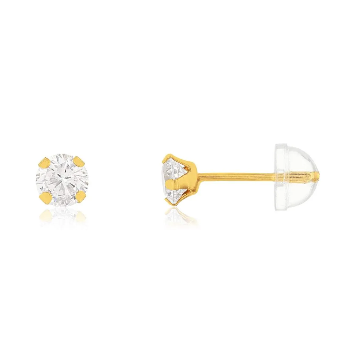 Boucles d'oreilles or 375 jaune zirconias blancs