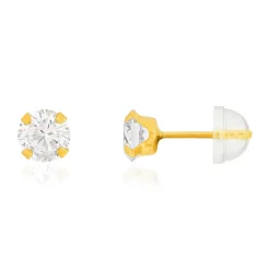 Boucles d'oreilles or 375 jaune zirconia blanc
