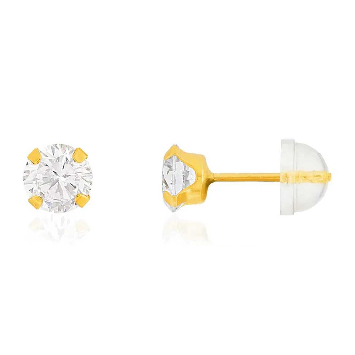 Boucles d'oreilles or 375 jaune zirconia blanc