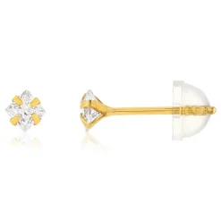 Boucles d'oreilles or 375 jaune zirconias blancs