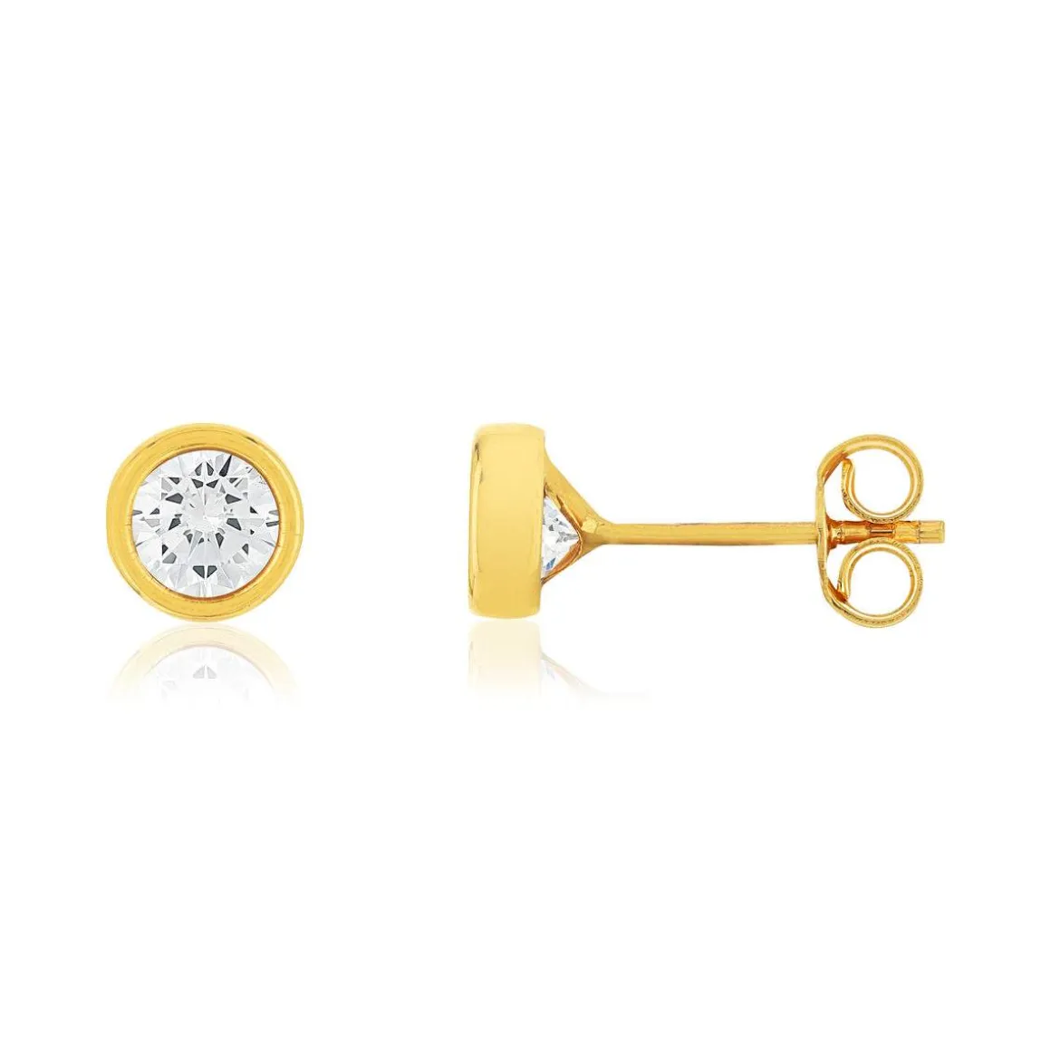 Boucles d'oreilles or 375 jaune zirconia blanc