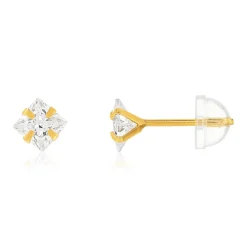 Boucles d'oreilles or 375 jaune zirconias blancs