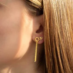 Boucles d'oreilles or 375 jaune zirconias motifs nids d'abeilles