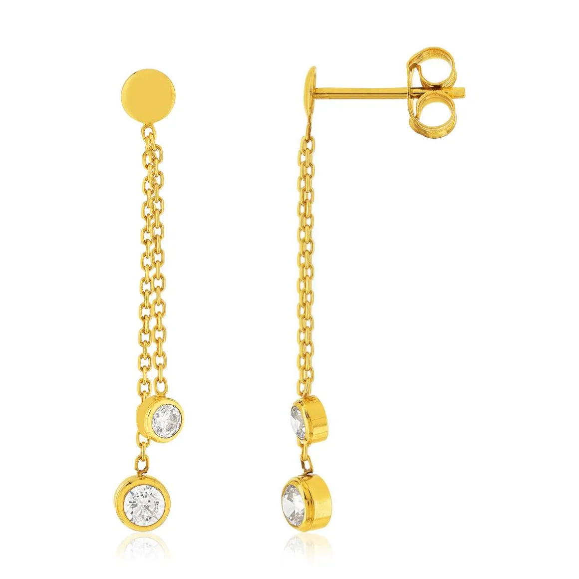 Boucles d'oreilles or 375 jaune zirconias