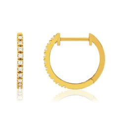 Boucles d'oreilles or 375 jaune zirconias blancs 12 mm