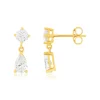 Boucles d'oreilles or 375 jaune zirconia blanc