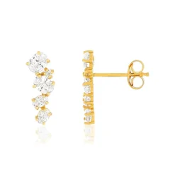 Boucles d'oreilles or jaune 375, zirconias