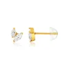 Boucles d'oreilles or 375 jaune zirconias blancs