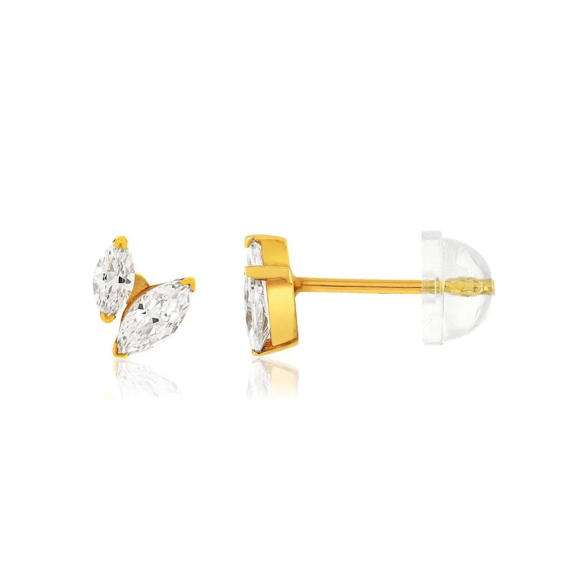 Boucles d'oreilles or 375 jaune zirconias blancs