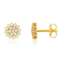 Boucles d'oreilles or 375 jaune zirconias