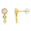 Boucles d'oreilles or 375 jaune zirconias blancs