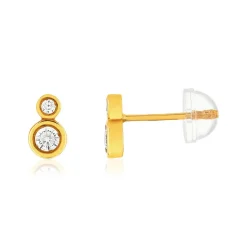 Boucles d'oreilles or 375 jaune zirconias blancs