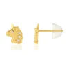 Boucles d'oreilles or jaune 375 zirconias. Motif cheval.