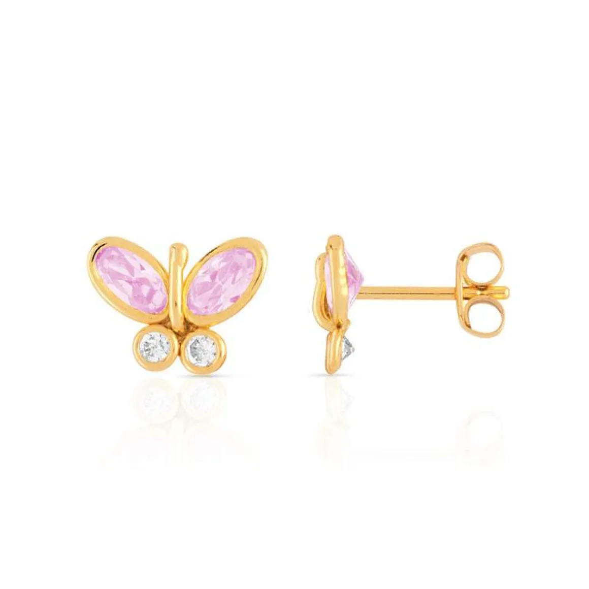 Boucles d'oreilles or 375 papillons zirconias