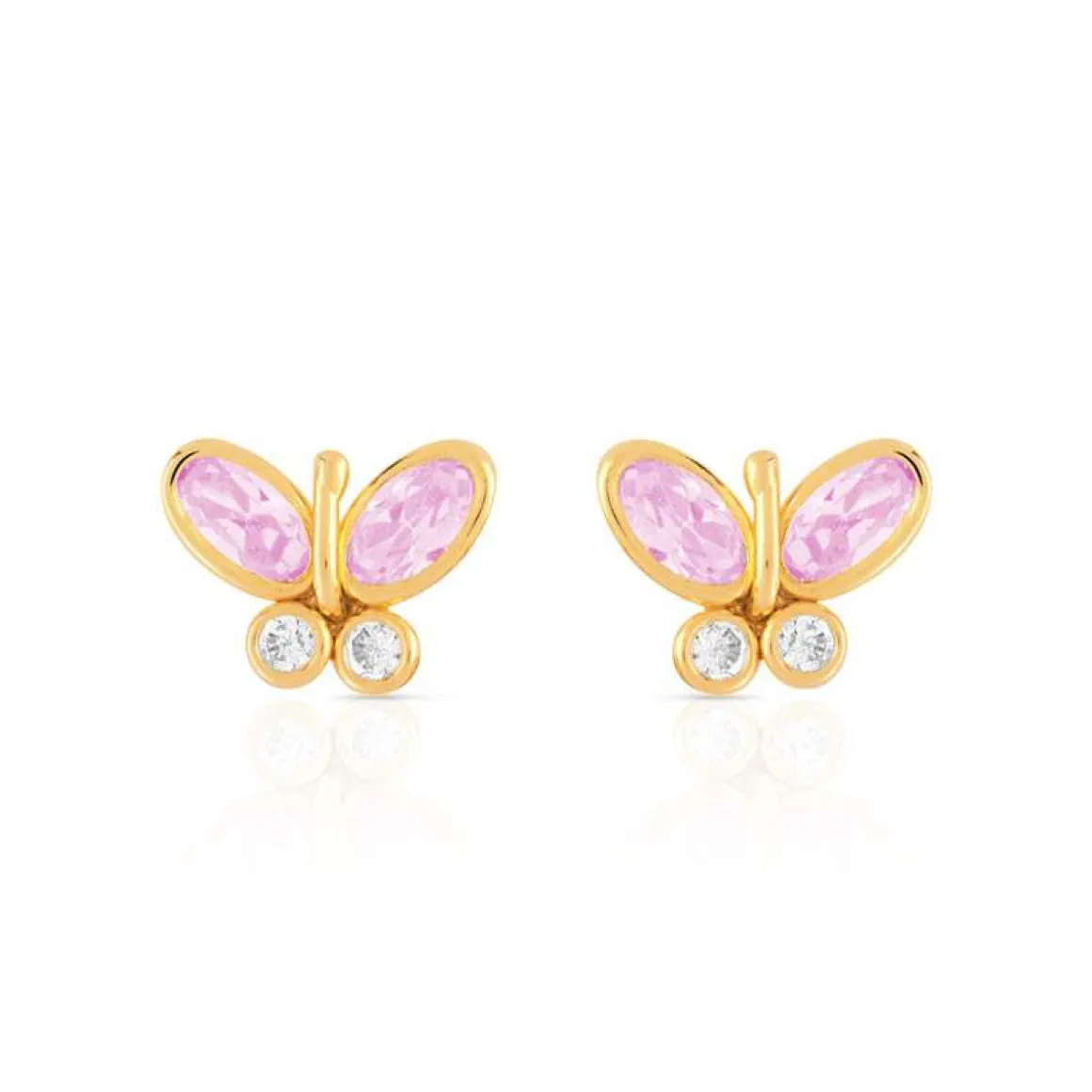 Boucles d'oreilles or 375 papillons zirconias
