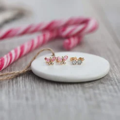 Boucles d'oreilles or 375 papillons zirconias