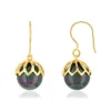 Boucles d'oreilles or 375 pendants perles de culture de Tahiti