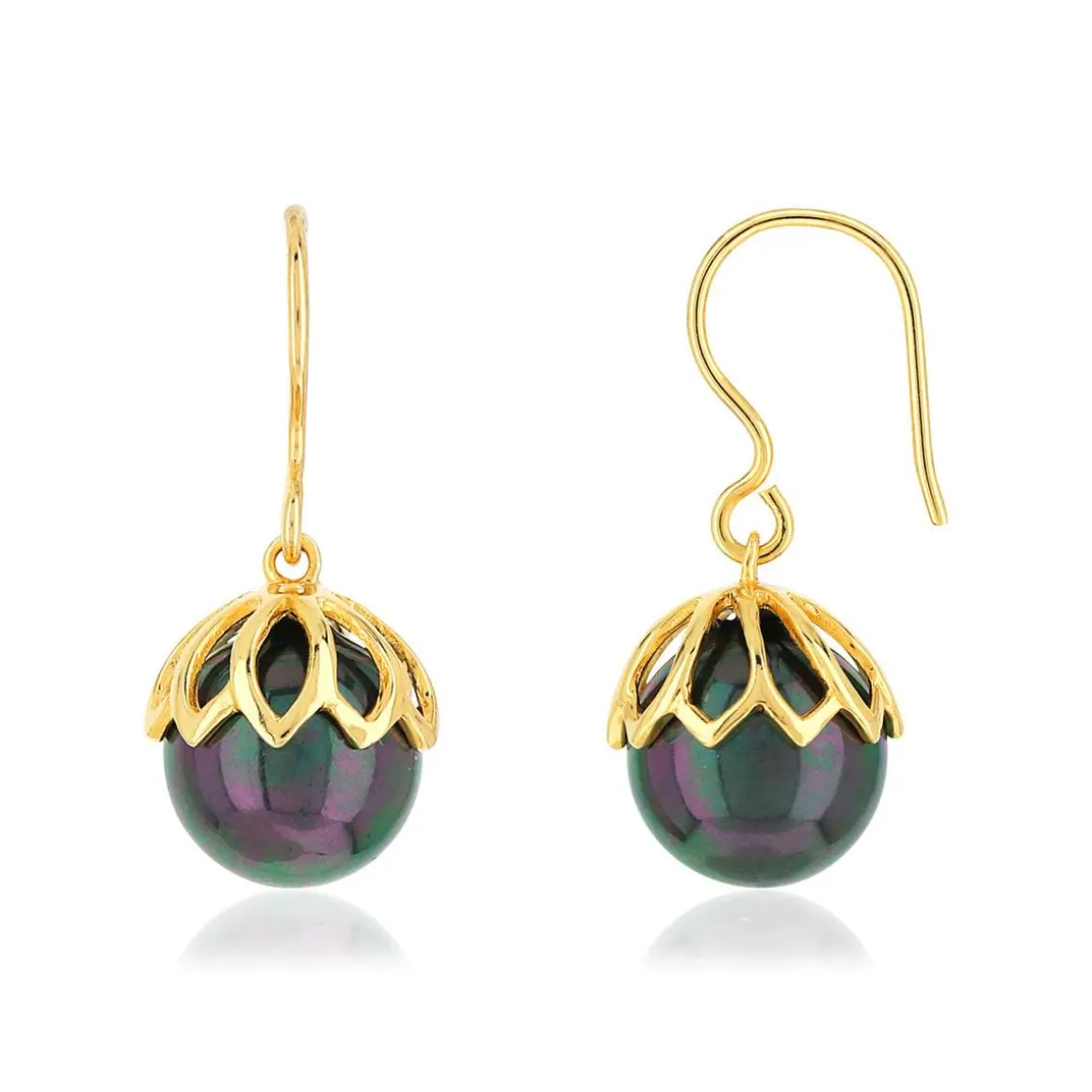 Boucles d'oreilles or 375 pendants perles de culture de Tahiti