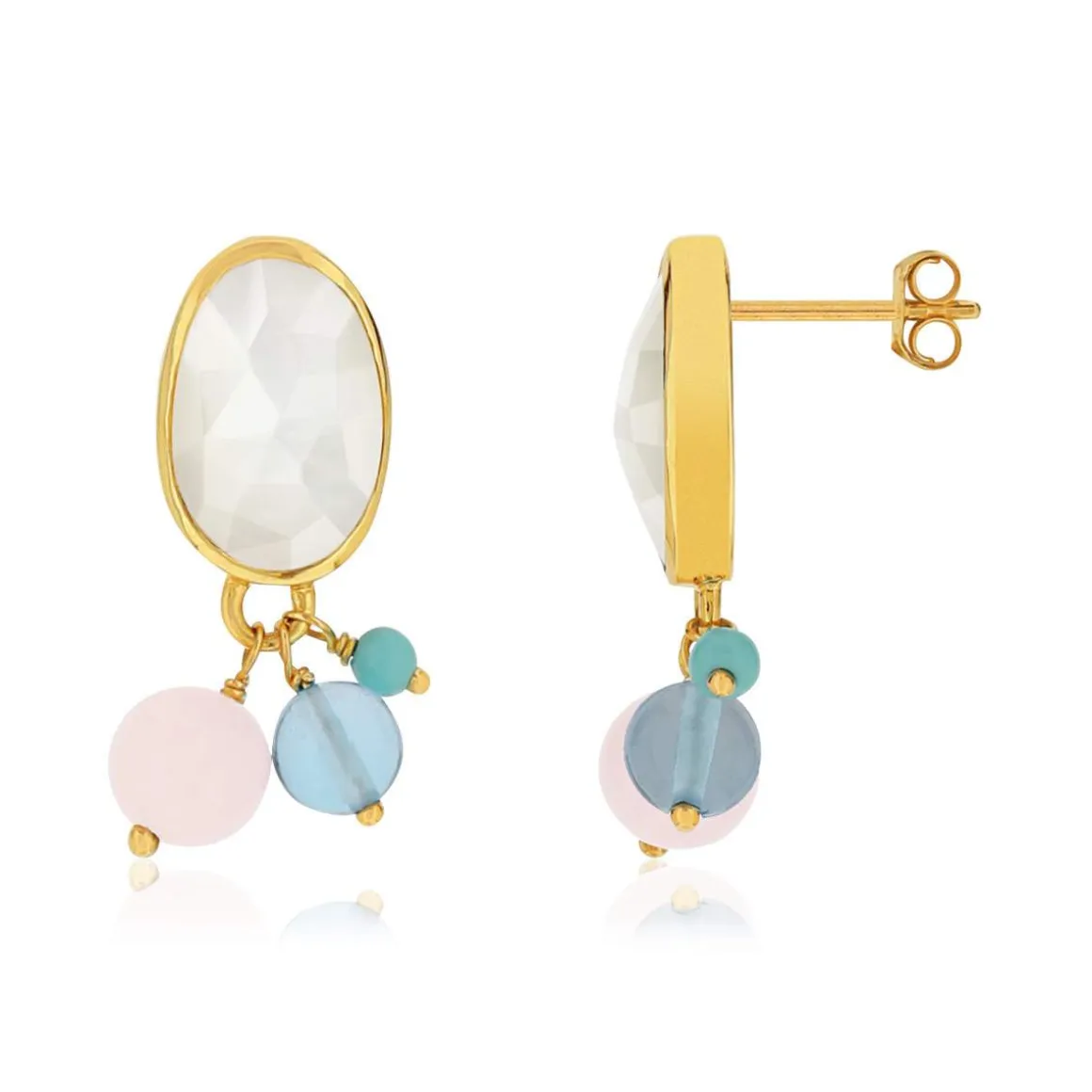 Boucles d'oreilles or 375 pierres fines