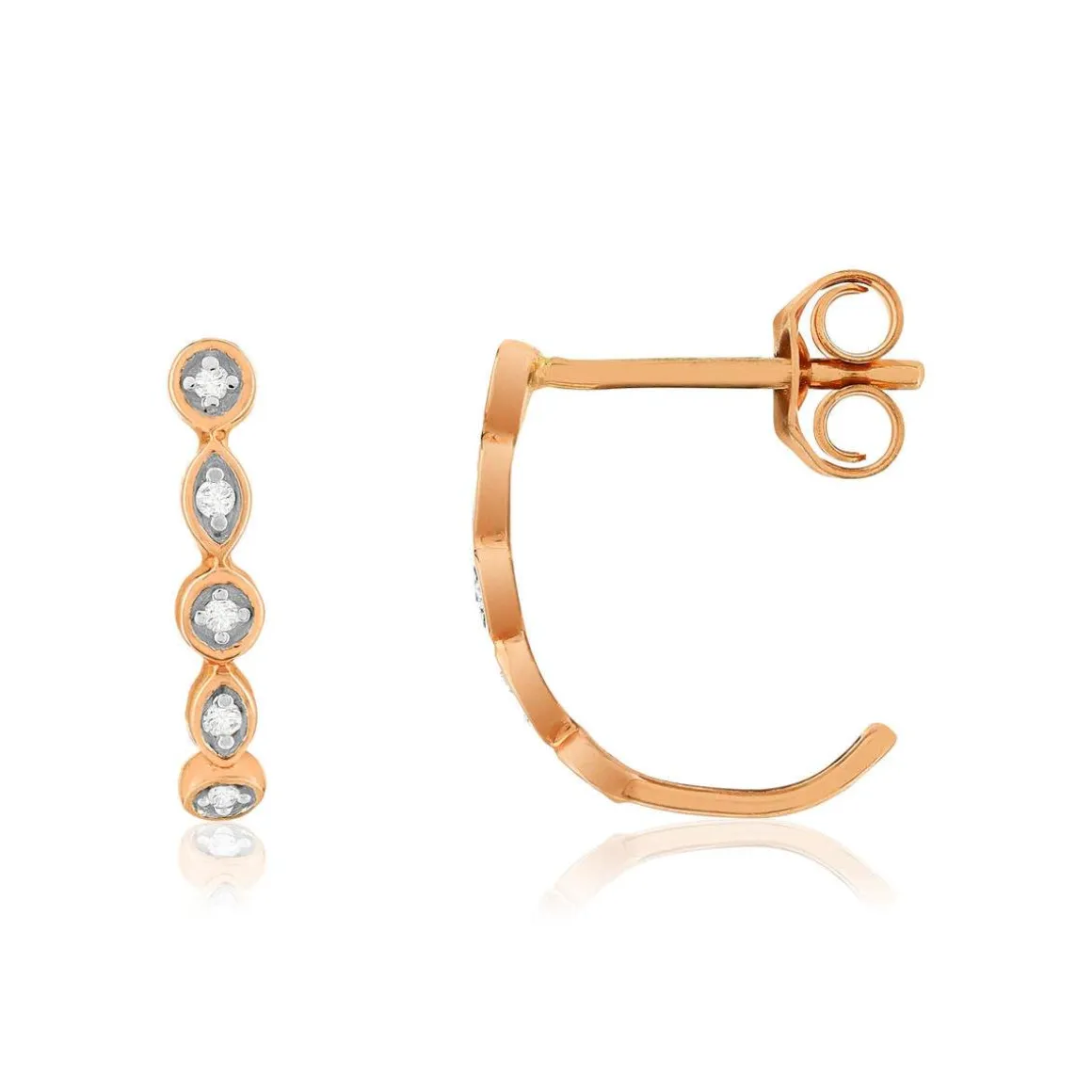Boucles d'oreilles or 375 rose diamants