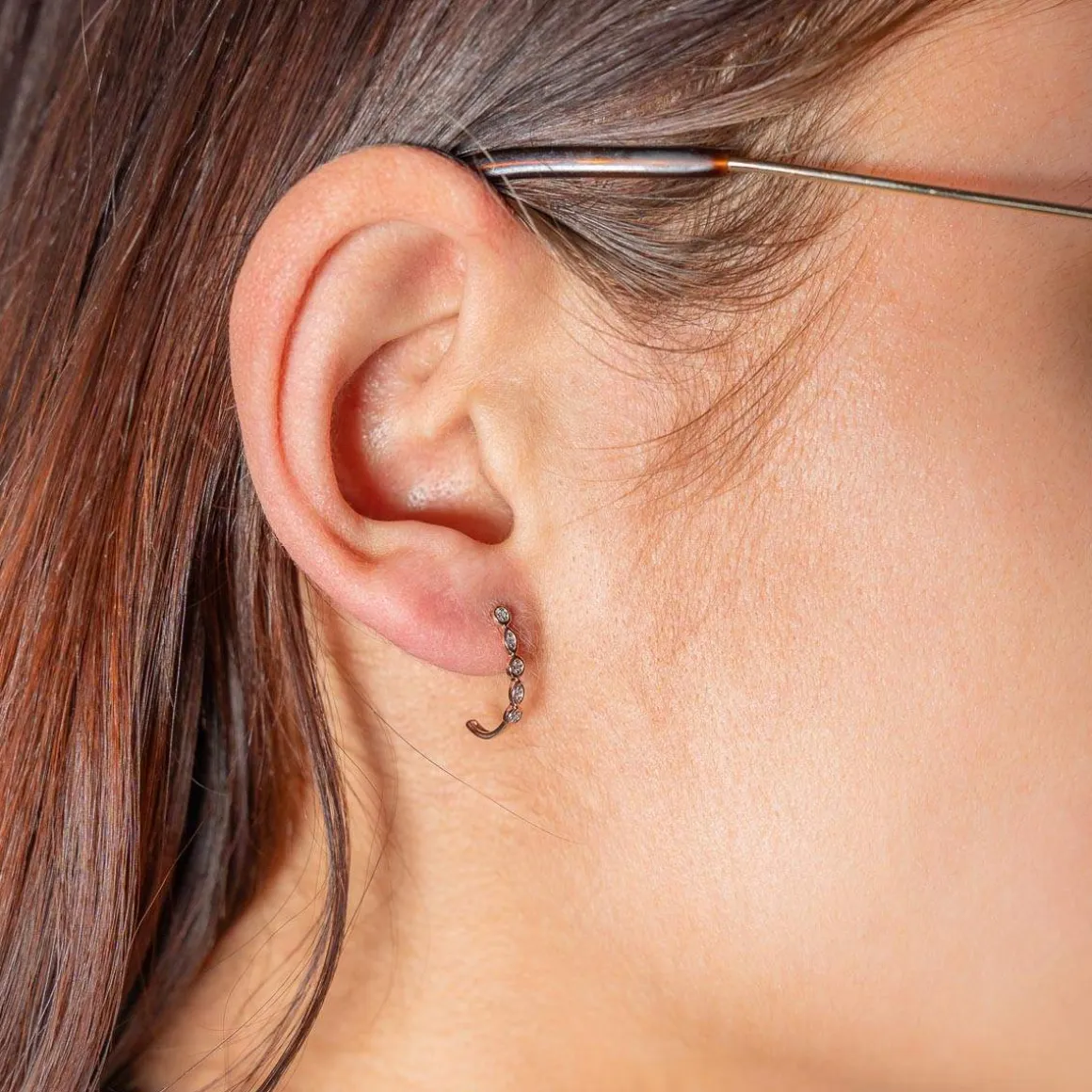 Boucles d'oreilles or 375 rose diamants